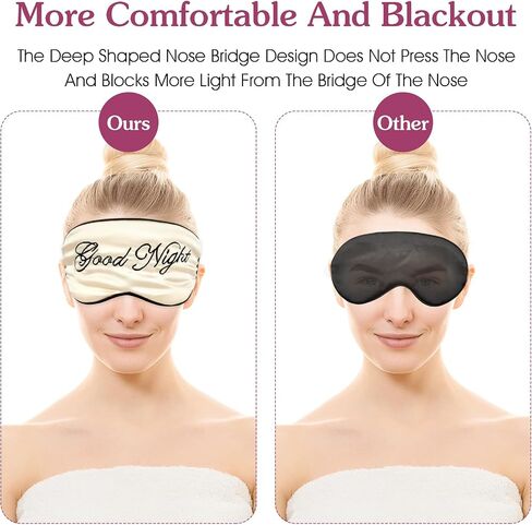 2 Pack Sleep Mask Silk Eye Mask Natural Pure Silk Soft Satin Blindfold with Adjustable Strap Night Eye Sleep Shade Cover for Women Men Travel Sleeping Nap Meditation Blackout (Beige Purple) in Saudi Arabia