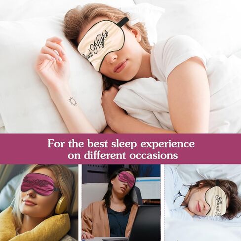 2 Pack Sleep Mask Silk Eye Mask Natural Pure Silk Soft Satin Blindfold with Adjustable Strap Night Eye Sleep Shade Cover for Women Men Travel Sleeping Nap Meditation Blackout (Beige Purple) in Saudi Arabia