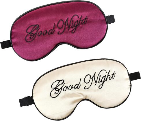 2 Pack Sleep Mask Silk Eye Mask Natural Pure Silk Soft Satin Blindfold with Adjustable Strap Night Eye Sleep Shade Cover for Women Men Travel Sleeping Nap Meditation Blackout (Beige Purple) in Saudi Arabia