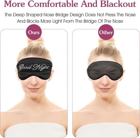 2 Pack Sleep Mask Silk Eye Mask Natural Pure Silk Soft Satin Blindfold with Adjustable Strap Night Eye Sleep Shade Cover for Women Men Travel Sleeping Nap Meditation Blackout (Beige Purple) in Saudi Arabia