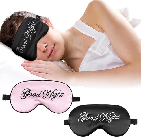 2 Pack Sleep Mask Silk Eye Mask Natural Pure Silk Soft Satin Blindfold with Adjustable Strap Night Eye Sleep Shade Cover for Women Men Travel Sleeping Nap Meditation Blackout (Beige Purple) in Saudi Arabia