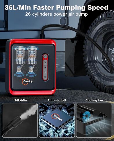 Tire Inflator Portable Air Compressor -Upgraded Air Pump for Car Tires with Tire Pressure Gauge (Max 150 PSI), Auto Shut-Off Tire Pump with LED Light for Car Motor Bike Ball in Saudi Arabia