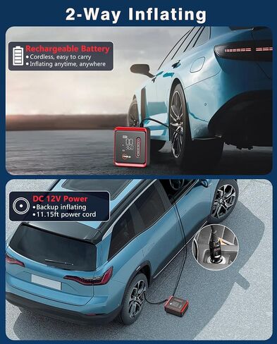 Tire Inflator Portable Air Compressor -Upgraded Air Pump for Car Tires with Tire Pressure Gauge (Max 150 PSI), Auto Shut-Off Tire Pump with LED Light for Car Motor Bike Ball in Saudi Arabia