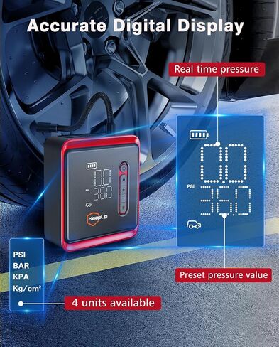 Tire Inflator Portable Air Compressor -Upgraded Air Pump for Car Tires with Tire Pressure Gauge (Max 150 PSI), Auto Shut-Off Tire Pump with LED Light for Car Motor Bike Ball in Saudi Arabia