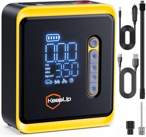 Tire Inflator Portable Air Compressor -Upgraded Air Pump for Car Tires with Tire Pressure Gauge (Max 150 PSI), Auto Shut-Off Tire Pump with LED Light for Car Motor Bike Ball in Saudi Arabia