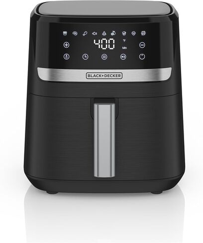 BLACK+DECKER Purify 4QT Air Fryer, Timer with Auto Shut-off and Shake Reminder, LED Touchscreen and 9 presets, 1300W up to 400 F, Dishwasher Safe Parts in Saudi Arabia