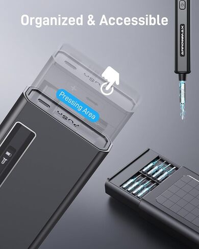 AM ARROWMAX Mini Electric Screwdriver, 4 Torque Settings Precision Screwdriver w/ 34 Magnetic Bits, Magnetic Storage, 5/32''Hex, Repair Tool Set for Phone Camera Laptop Watch (SES) Gray in Saudi Arabia