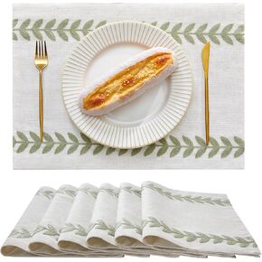 Wracra Embroidered Table Runner Irregular Willow Leaf Table Runners 72 Inches Long for Dresser Home Dining Table Decor,14 x 72 Inch, White