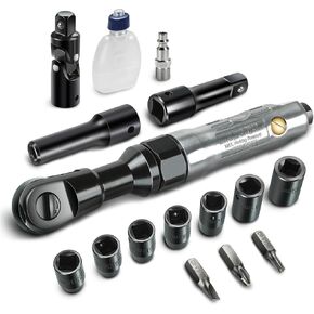DNA MOTORING 17Pc Air Tool Kit 1/2-Inch Pneumatic Air Impact & Ratchet Wrench Kit Torque Wrench For Repairs, w/Case, Sliver/Black, TOOLS-00530