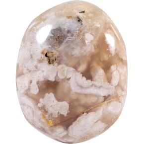 Sportmusies Irregular Shaped Natural Cherry Blossom Agate Pocket Worry Palm Stone, Polished Reiki Healing Crystal for Meditation Decoration