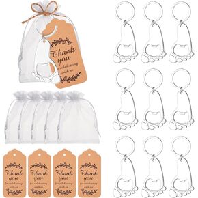 50 Pieces Baby Bottle Openers, Poppin Bottle Design for Baby Shower Favors with Tank You Gift Tag Card in Bulk