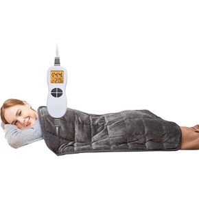 Ambershine 17''x33'' Weighted Heating Pad, 5.2lbs with 12 Temperature Settings & 4 Auto-Off Timers, Pain Relief for Back/Neck/Shoulders/Abdomen/Legs, Birthday Gifts for Mom Dad Women Men(Dark Grey)