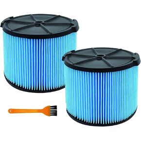 2 Pack VF3500 Filter for Ridgid Shop Vacuum 3-4.5 Gallon, Hepa Filters for Ridgid Wet/Dry Vaccum + 3 Pack VF3501 Filter Bags for Ridgid + 1 Cleaning Brush (5 Pack)