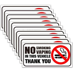 10 No Smoking No Vaping Stickers for Homes, Vehicles, Outdoors, Self-Adhesive Premium Vinyl Labels, Laminated for Ultimate UV, Water & Fade Resistance, 3x1.5 inch