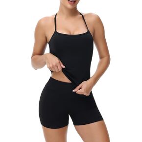 Blaosn Cute Gym Yoga 2 Piece Outfits Sets for Women Workout Crop Tank Tops Athletic Shorts Lounge Wear Suit Clothes Summer