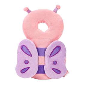 Baby Head Protection Backpack - Soft & Comfortable, Cute Cartoon Design, Ages 0-3, Pink Butterfly