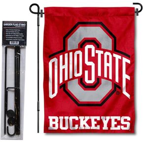 College Flags & Banners Co. Ohio State Buckeyes Garden Flag with Stand Holder