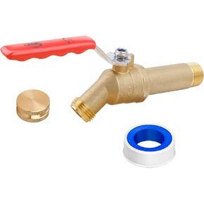 WHK Water Heater Drain Valve 3/4"MIP X 3/4" Male GHT Connection to drain or Flush Hot Water Heater Faster and Easy(Brass,3 Inch Shank with Long Handle)