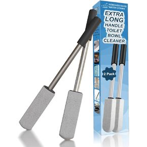 2 Pack Pumice Stone for Toilet Cleaning,Extra Long Handle Toilet Pumice Stone Powerful Removes Hard Water Rings,Calcium Buildup and Rust for Toilets bathtubs,Grills,Swimming Pools,Sinks