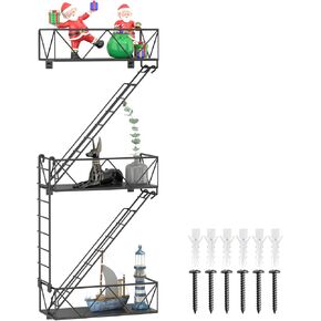 Fire Escape Wall Shelf - Decorative Shelves New York Decor Staircase Shelf Action Figure Display Shelf for Bedroom, Office ，Home Decor (3 Tier)