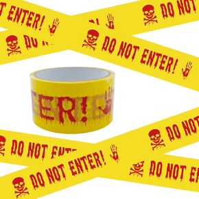 Halloween Decorations Caution Tape - 82ftx1.9in Adhesive Do Not Enter Tape Halloween Caution Tape Roll Yellow Scary Warning Tape Safety Outdoor DIY for Halloween Party Decorations Indoor Outdoor