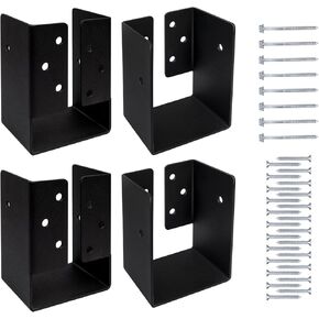 4pcs 4"x6" Concealed Joist Hanger Bracket Outdoor Accents Concealed-Flange Fit for 4"x6" Beam,Swing,handrail,and Fence