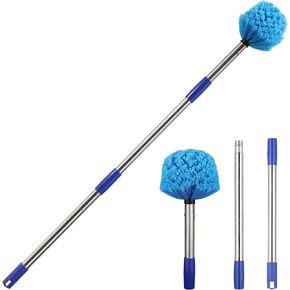 Cobweb Duster with Extension Pole, 6 FT Stainless Steel Pole with Spider Web Brush Head Ceiling Fan Duster for Outdoor Indoor Cleaning