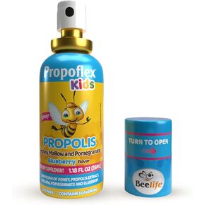 Beelife Bee Propolis Extract, Propolis Throat Spray for Kids – Propolis, Honey, Mallow, Pomegranate - Natural Immune Support & Sore Throat Relief, No Sugar - Blueberry Flavor - (35ml/ 3-Pack)