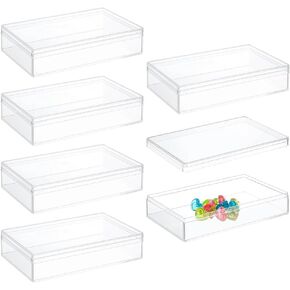 BENECREAT 6Pcs Acrylic Storage Boxes with Lids, 4.3x2.7x1inch Rectangle Storage Containers, Candy Box, Clear Display Box for Wedding, Party, Treats, Jewelry Accessories