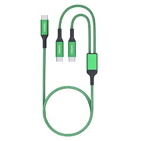 100W 2-in-1 USB-C Cable 4FT, Dual Outputs 5A Fast Charging, Splitter Multi USB Type C Charge for MacBook Air, iPhone 15 Plus/Pro Max, iPad Pro, Samsung Galaxy S24 S23 S22, Tab S9, Lenovo, Dell Laptop