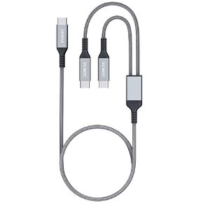 كابل 100 واط 2 في 1 USB-C بطول 4 أقدام، مخرجات مزدوجة 5 أمبير شحن سريع، مقسم شحن USB متعدد النوع C لجهاز MacBook Air، iPhone 15 Plus/Pro Max، iPad Pro، Samsung Galaxy S24 S23 S22، Tab S9، Lenovo، Dell حاسوب محمول