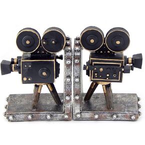 Bellaa 26287 Vintage Camera Bookend Old Style Antiques Movie Film Book Ends 7 inch