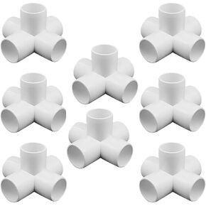 3/4“ Tee PVC Fitting 3 Way Elbow Connector, Furniture Grade 90 Degree Elbow Side Outlet, PVC Corner Fittings for Building Furniture Greenhouse Shed Pipe Fittings Tent Connection (Pack of 8) in Kuwait