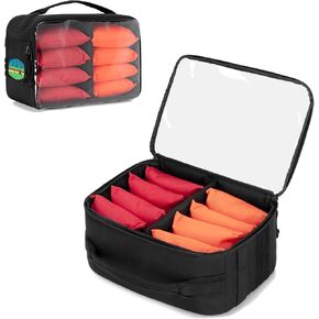 Cornhole Bag Carry Case Holds Up To 8 Bags, Cornhole Bean Bag Holder with Padded Divider, Flag Patch Area and Portable Handle for Men and Women, Black, Bag Only