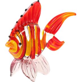 1pc Glass Fish Ornament Floral Decor Glass Art Animals Decoration Mini Animals Figures Flower Decorations Table Jewelry Sea Multicolored Glass Desktop Handcrafted