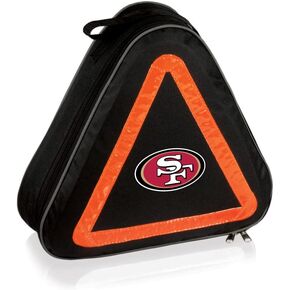 مجموعة سيارات الطوارئ على الطريق NFL من PICNIC TIME، مساعدة على جانب الطريق لسلامة المركبات مع كابلات القفز ومجموعة أدوات السيارة، (أسود مع لمسات برتقالية)