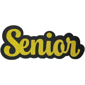 Senior Word Glitter Cut Out Die Cut Placard Embellishment for Prom, Homecoming, Graduation etc. (Silver/Purple, 3 Inch - 2 Count)