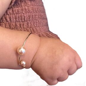 Childrens Pearl Bracelet, Baby Bangle with Pink Pearls, Fits Newborn to 3 years old, Baby Girl Keepsake Gift
