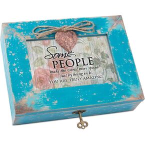 Cottage Garden Some People Make World Special Teal Distressed Locket Music Box Plays Wonderful World