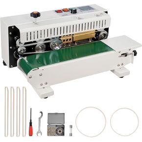 VEVOR Continuous Bag Band Sealing Machine, 0.24-0.47 in/6-12 mm Seal Width, Horizontal Band Sealer Machine with Digital Temperature Control, Bag Sealer for 0.02-0.8 mm Plastic Bags with Count Function