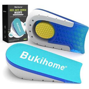 Height Increase Insoles for Men & Women -（2 Pairs） Bukihome Heel Lift Pad for Shoes - Heel Cups for Heel Pain Relief - Height Boosters & Heel Lifts for Leg Length Discrepancy - 3/5"+1" - S