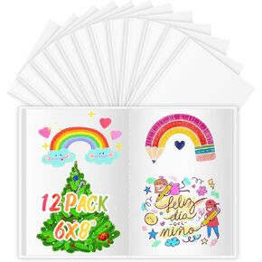 2-Pack Hardcover Blank Books, 6 x 8'' Blank Pages for Kids to Write Stories, 100GSM Art Crafts Draw Sketch Hard Notebooks, White Blank Journal Sketchbooks for Reading Writing Materials School Supplies