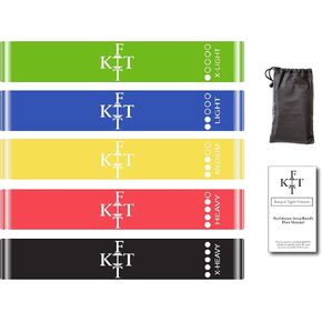 KITFit Exercise Loop Resistance Bands - 7pcs Multifunctional Colored Loop Resistance Band Set for Full-Body Workouts - Strength Training, Carry Bag & Instruction Guide Included - Home Fitness Gear