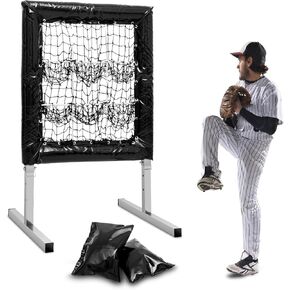 Baseball Pitching Net, 9 Hole Pitching Net with Strike Zone Pitching Trainer Height Adjustable Softball Pitcher Training Equipment