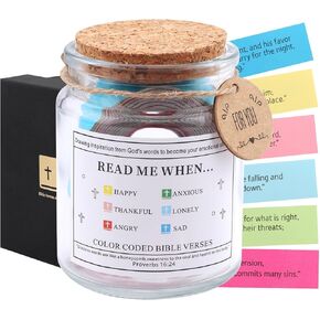 Bible Verses Jar, Read Me When 90 Scriptures Bible Verses Jar for Emotions and Feelings, Color Coded Daily Motivational Scripture Bible Accessories, Prayer Blessing Jar, Hope Jar