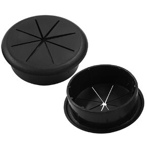 Waziaqoc 2 PCS Flexible Desk Grommet, 2-3/8 Inch Black Cable Grommet, Wire Cord Hole Cover Cable Organizer for Desktop Equipment Wiring Management and Protection