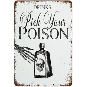 Halloween Sign, Drink Bar Sign, Pick Your Poison, Halloween Decor, Halloween Decor, Halloween Sign, Wedding Sign, Potion Retro Metal Tin Sign Vintage Sign for Home Coffee Wall Decor 12 x 8 Inch