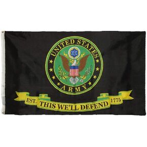 Trade Winds 3x5 U.S. Army Flag This We'll Defend Black Symbol II 150D Poly Flag 3'x5' F1860 Fade Resistant Premium