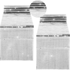 Lusofie 2 Pcs Glitter Disco Table Runner， Disco Table Cloth， Sequin Table Runners Disco Party Decorations Silver White Mamma Mia Party Decorations for Disco Theme Parties Birthday Parties Table Cover.