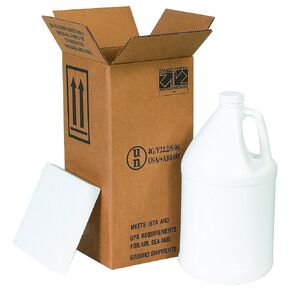 Boxes Fast BFHAZ1130 Haz Mat Plastic 1-Gallon Jug Shipping Kit, Includes Foam Inserts and Plastic Jug with Cap, 6" x 6" x 12 3/4"